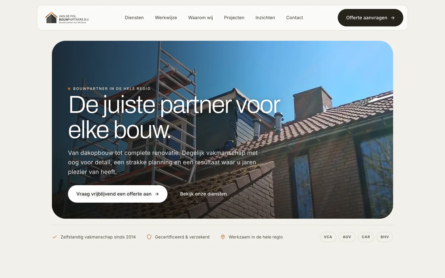 Schermafbeelding van Van de Pol Bouwpartners